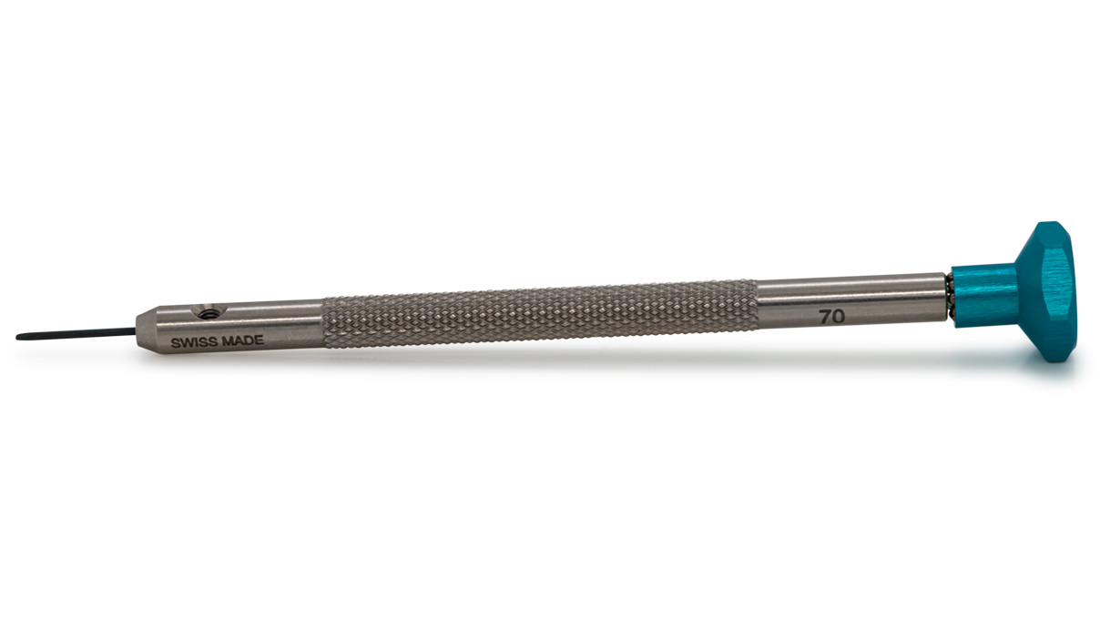 Ergo Screwdriver, Slot (V), 0,7 mm, light blue, Stainless steel