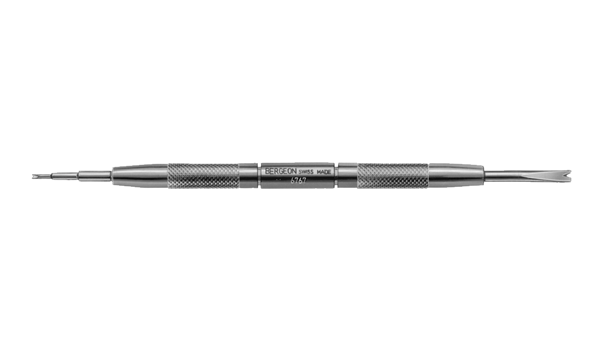 Bergeon 6767-SF Federstegwerkzeug mit feiner und Standard-Gabel, 145 mm