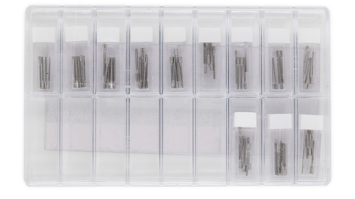 Assortiment van wikkelasverlengstukken, telkens 5 stuks per maat, 60 stuks
