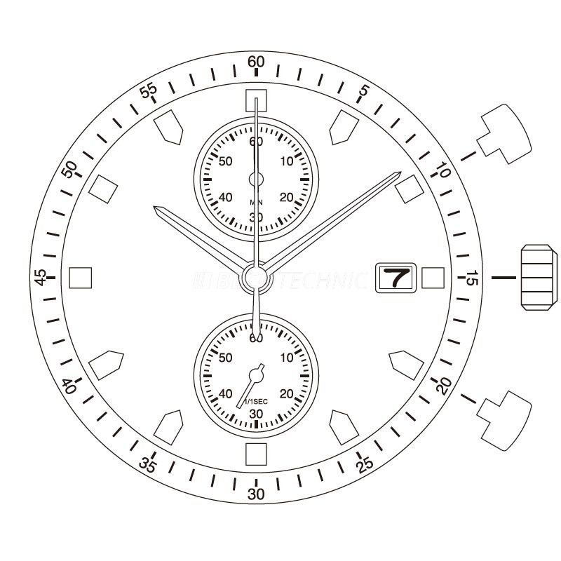 AU-Werk Miyota 6S11 15''' DATE3 SC 2EYES CHR SS 60M Quarz (399 | SR927W)