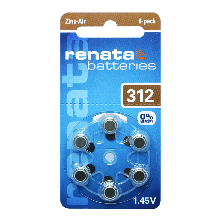 Renata 6 Hörgerätebatterien Nr. 312, Blister