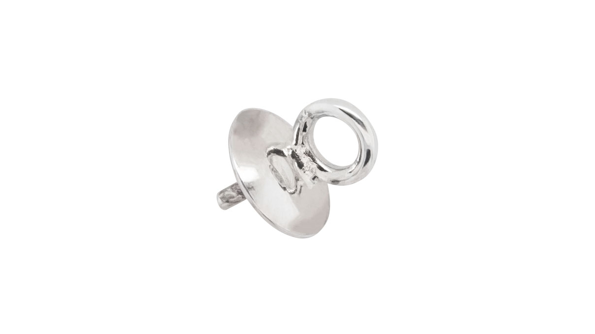 Cup pendant, cup Ø 5 mm, smooth, with threaded pin, eyelet 3,2 mm, 925/- silver