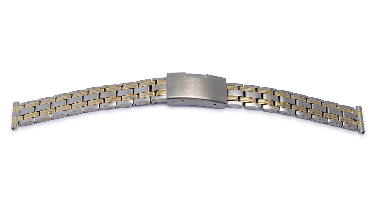 Uhrband Sport, Edelstahl, bicolor, Breite 14 - 16 mm, Anstoß 16 mm, Länge 170 mm