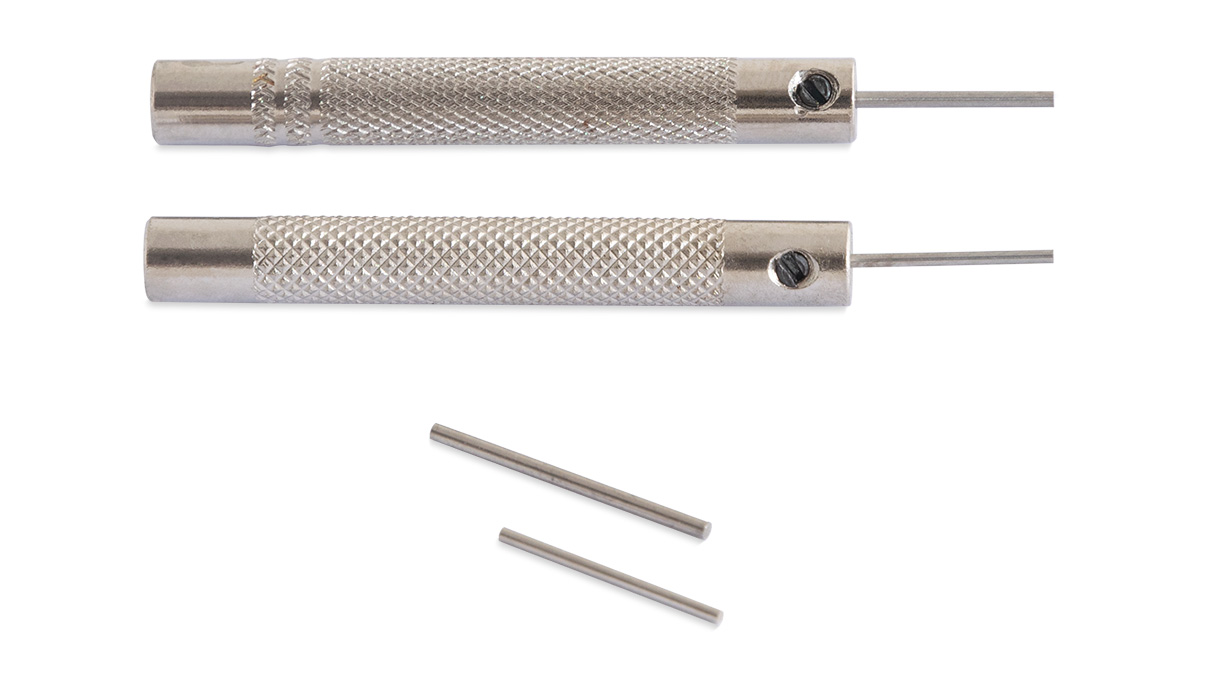 Set of pin extractors, Ø 0,8 and 1 mm, with spare pins