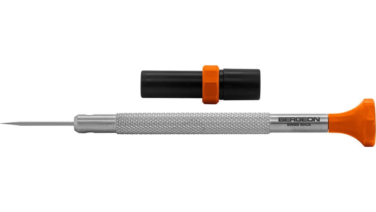 Bergeon 30081-AT-050 screwdriver, blade 0,5 mm, orange, with replacement blades