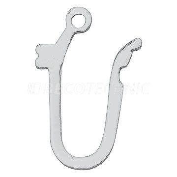 Hakenschnäpper, 1-reihig, 15 x 10 mm, Metall, rhodiniert, poliert