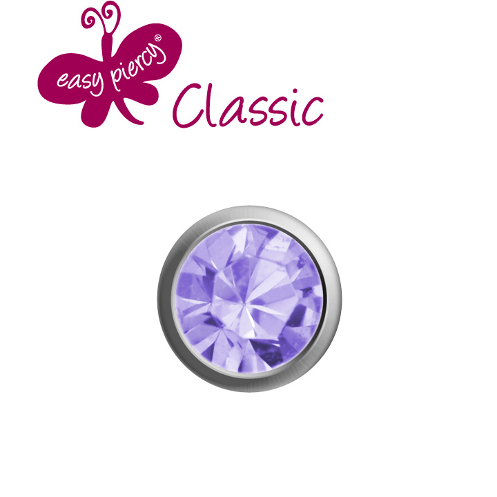 1 pairs ear studs Easy Piercy Classic, white, mini alexandrite imitation