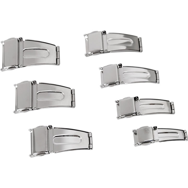 Assortment of 7 double side click bracelet buckles 10  - 22 mm stainless steel