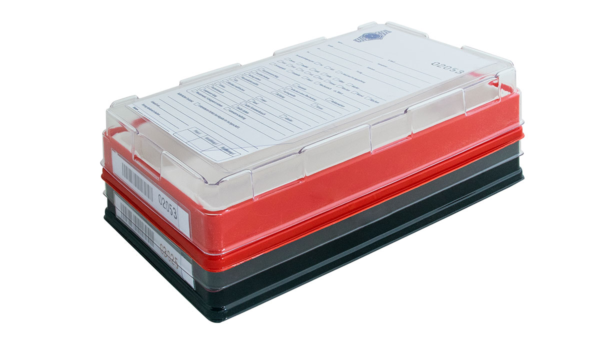 Service-Box für den Uhrenservice, 11 Fächer, ultraweiche Einteilung aus PE-Schaum, rot