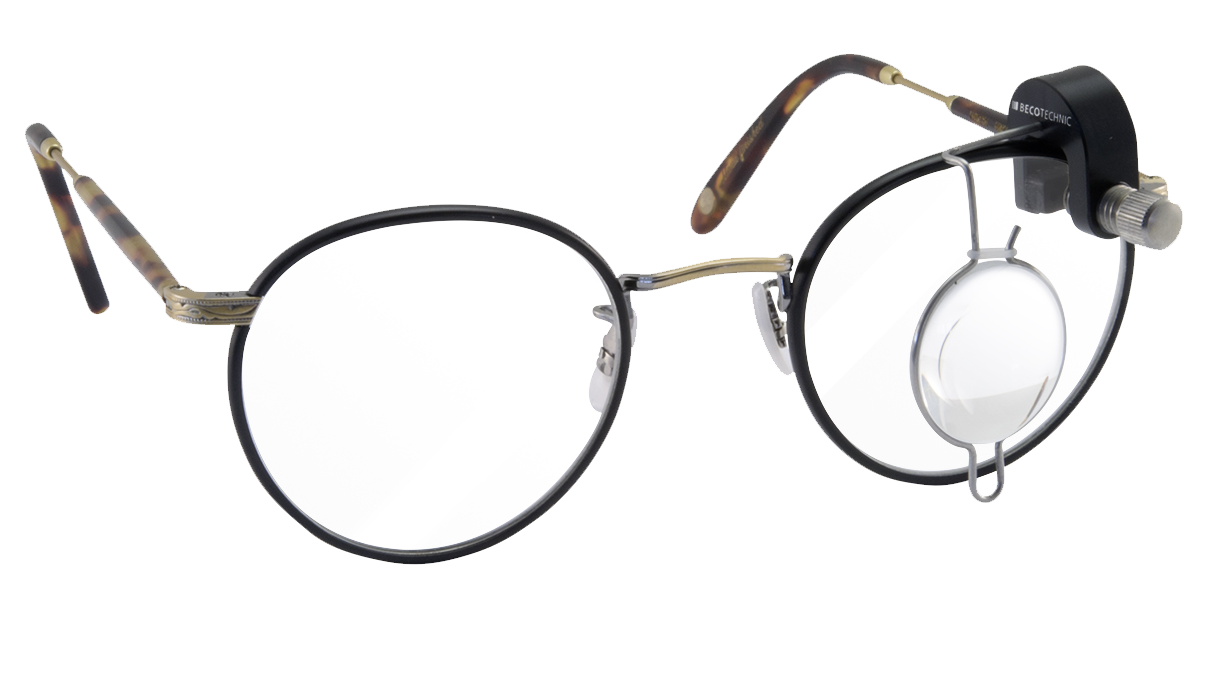 Magnifying glass for spectacles, 2,5x, left