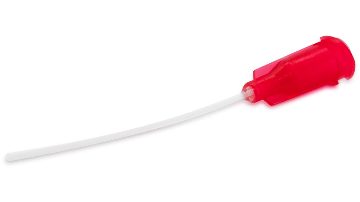 Flexible dosing tip, polypropylene, red, Ø 0,35 x 38,6 mm