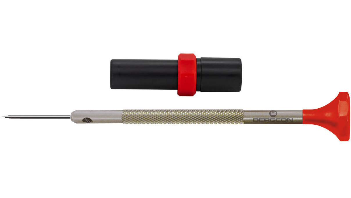 Bergeon 30081-AT-120 schroevendraaier, mes 1,2 mm, rood, 2 vervangmesjes