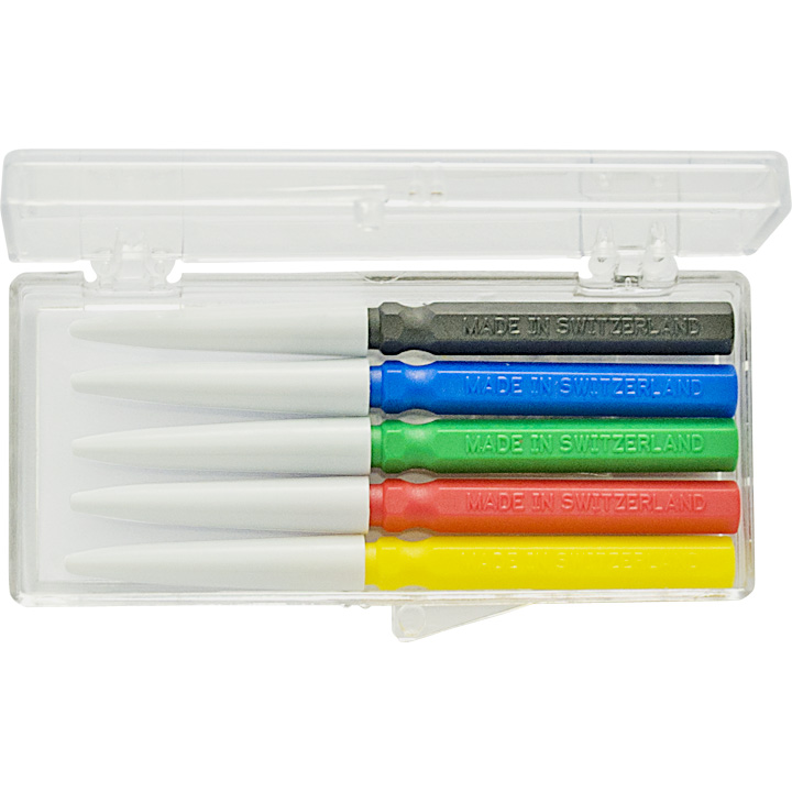 Bergeon 30102 Set of 5 oilers extra fine to extra large in a plastic box