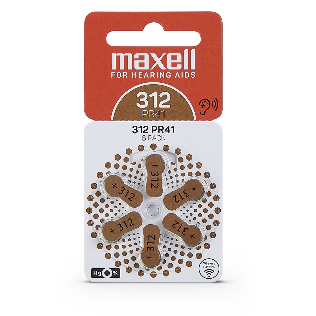 Maxell 6 Hearing aid batteries No. 312, blister