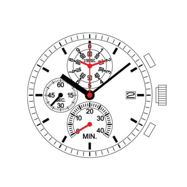 AU-Werk SHI YM82 12''' CHR 3EYES DATE3 Quarz (399)