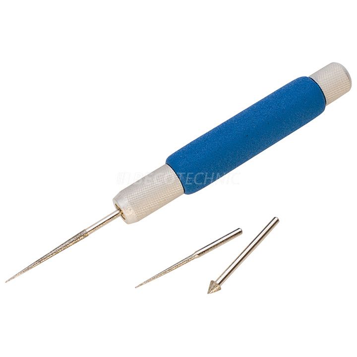 Bead reamer set, handpiece incl. 3 diamond-coated points for drilling holes in beads