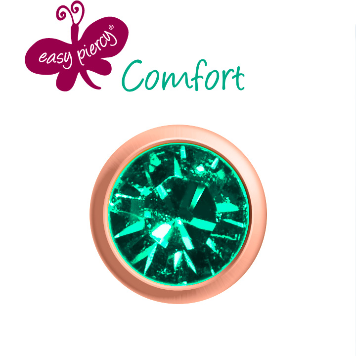 1 paar Easy Piercy Comfort oorknopjes Ø 3,95 mm, rosé verguld, imitatie turkoois