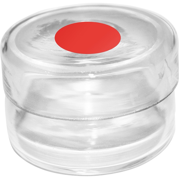 Elektrolytbehälter für Rhodinette Tampongalvanik aus Glas Ø 50 mm, mit Deckel, rot

