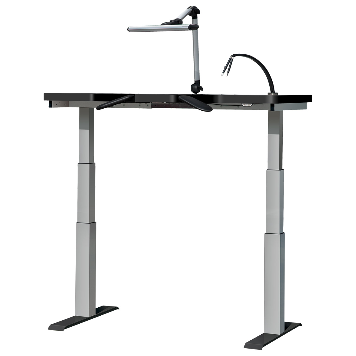 Uhrmacherwerktisch Ergolift Advanced Mobile, anthazit, Arbeitsplatte 140 x 75 x 4 cm