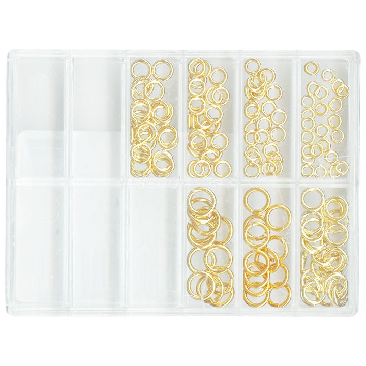 Assortiment met 144 bindringen, Ø 3 - 6 mm, rond, doublé geel