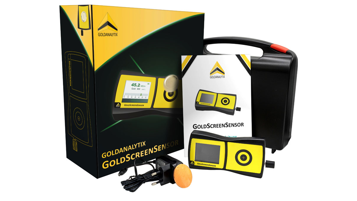 GoldScreenSensor, compacte goudtester voor munten en baren van ~1/4 ounce tot 1 ounce