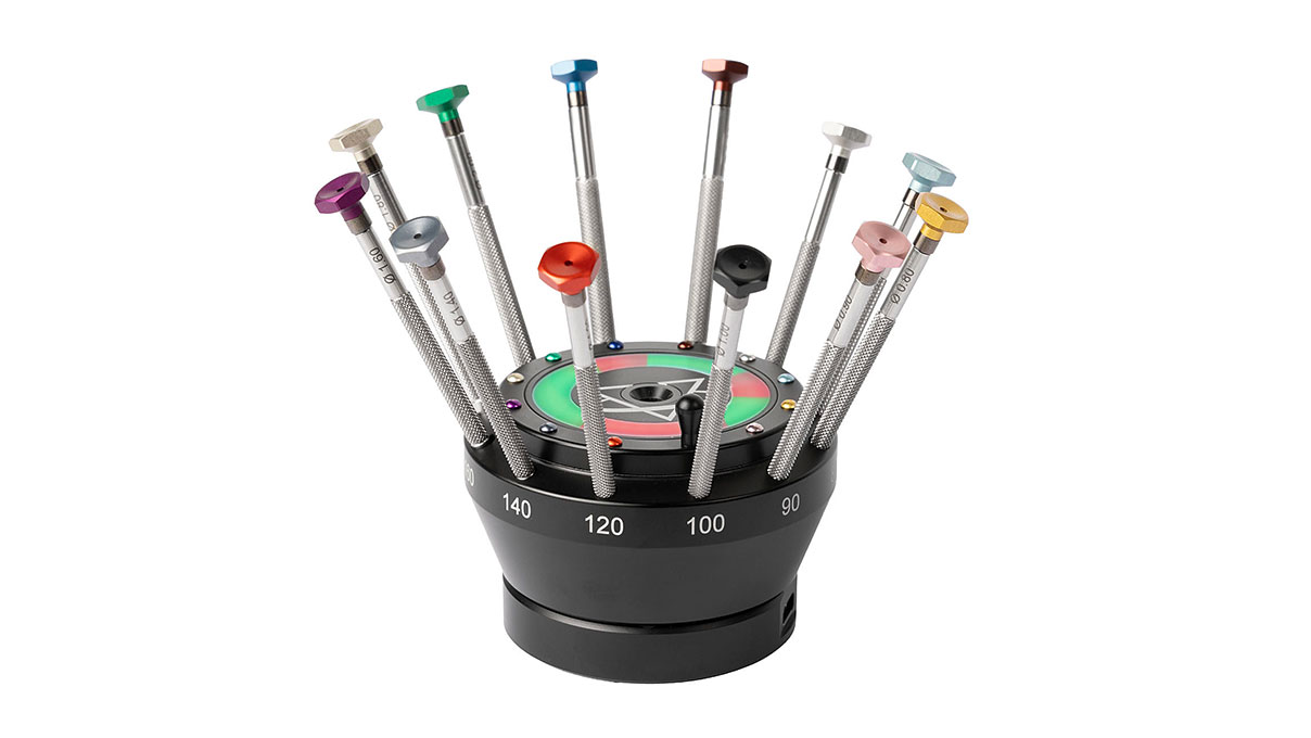 VOH Inox Screwdriver set, 12-piece, on base with demagnetizing function and replacement steel blades