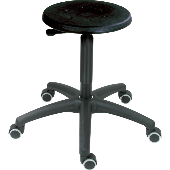 Rotary stool, black with rolls