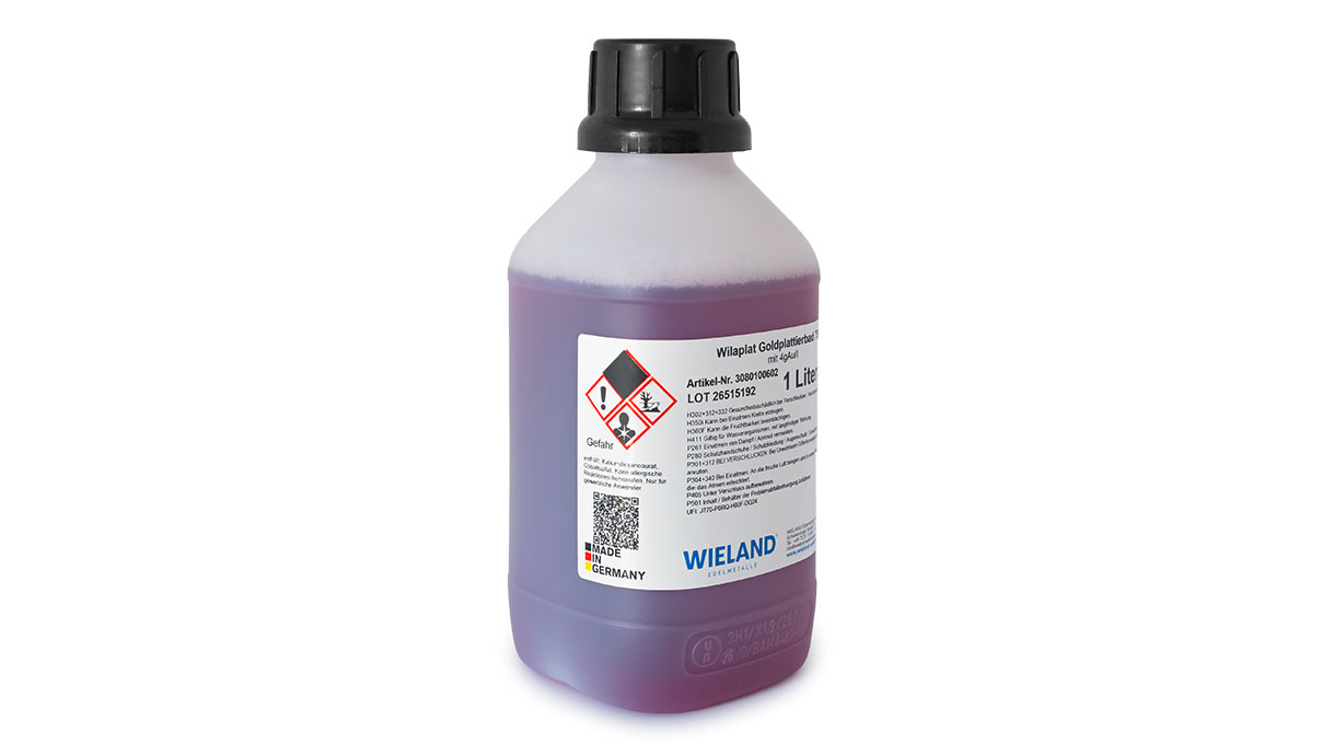 Gold plating bath Wilaplat 750, SC, acidic, with 4 g Au/l (ready for use 1 litre)
