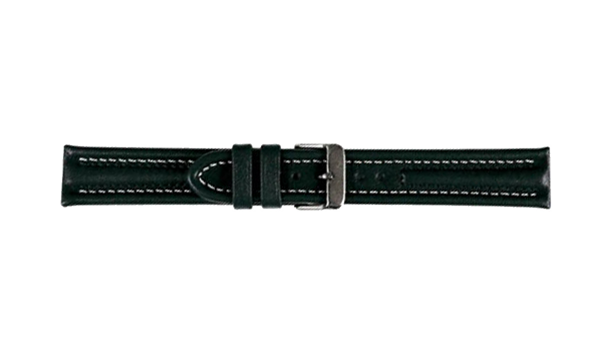 Watch strap, Arizona Sport, Calf leather, 20 mm, Black, Buckle ...