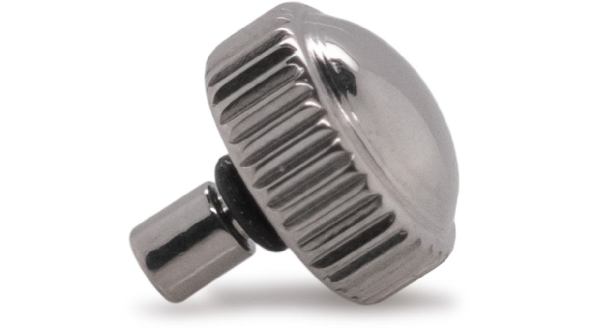 Waterproof crown, Japanese shape, Stainless steel, White, Head Ø 3 mm, Thread Ø 0,6 mm