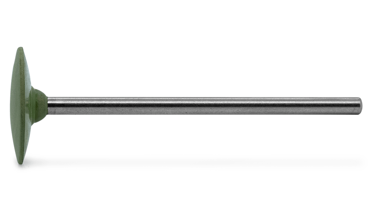 Polierer Eveflex, grün, Linse, Ø 14,5 x 2,5 mm, sehr weich, Korn fein, HP-Schaft