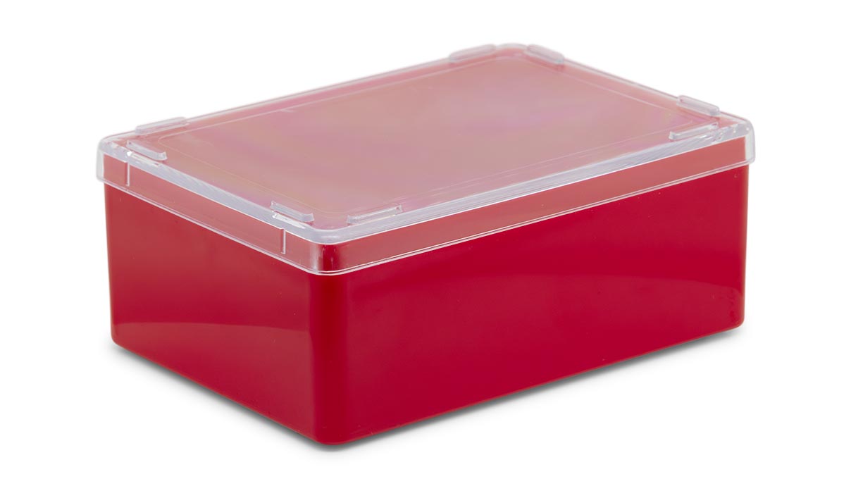 Kunststoffdose mit Deckel, rot, 36 x 90 x 64 mm Kunststoffdose mit Deckel, rot, 36 x 90 x 64 mm