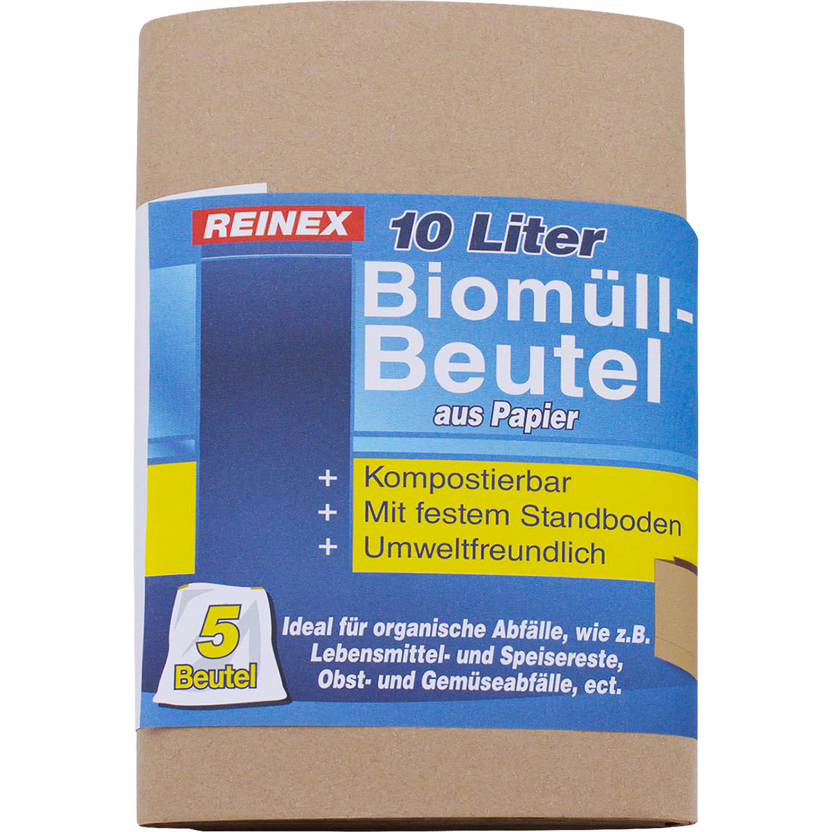 Reinex Biomüll-Beutel, Papier, 10 l, 5 Stück
