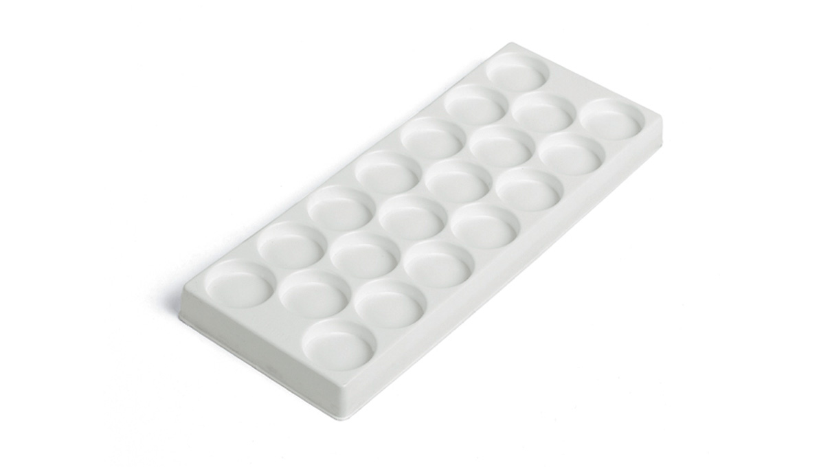 Plastic insert for assortment box N° 207566, 20 compartments Ø 31 x 6 mm