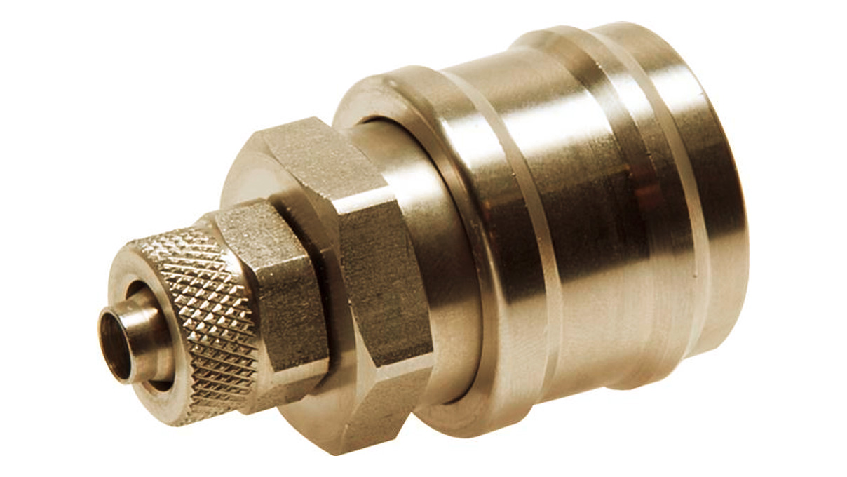 Coupling sockets with locking nut, Ø 4 / 6 mm, NW 7.2, brass