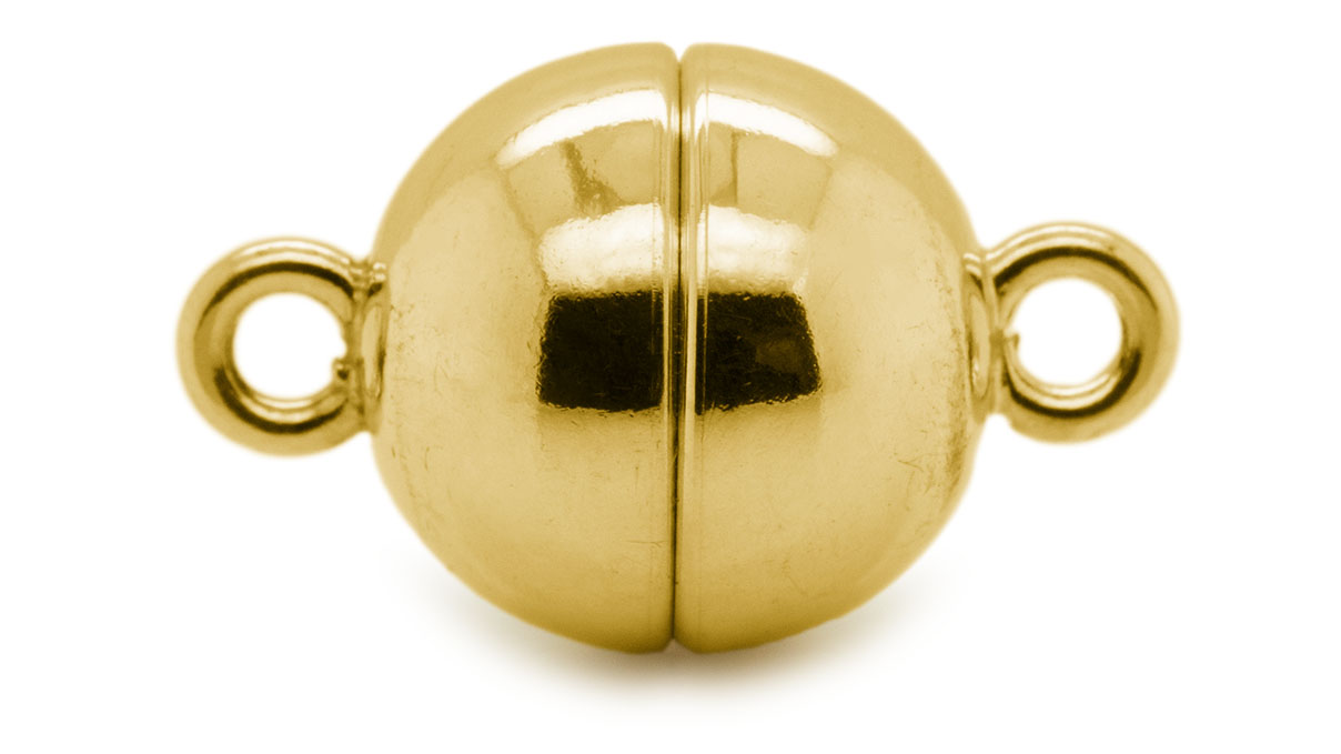 Magnetische slot, bolvorm, Ø 10 mm, 925/- zilver, verguld, gepolijst