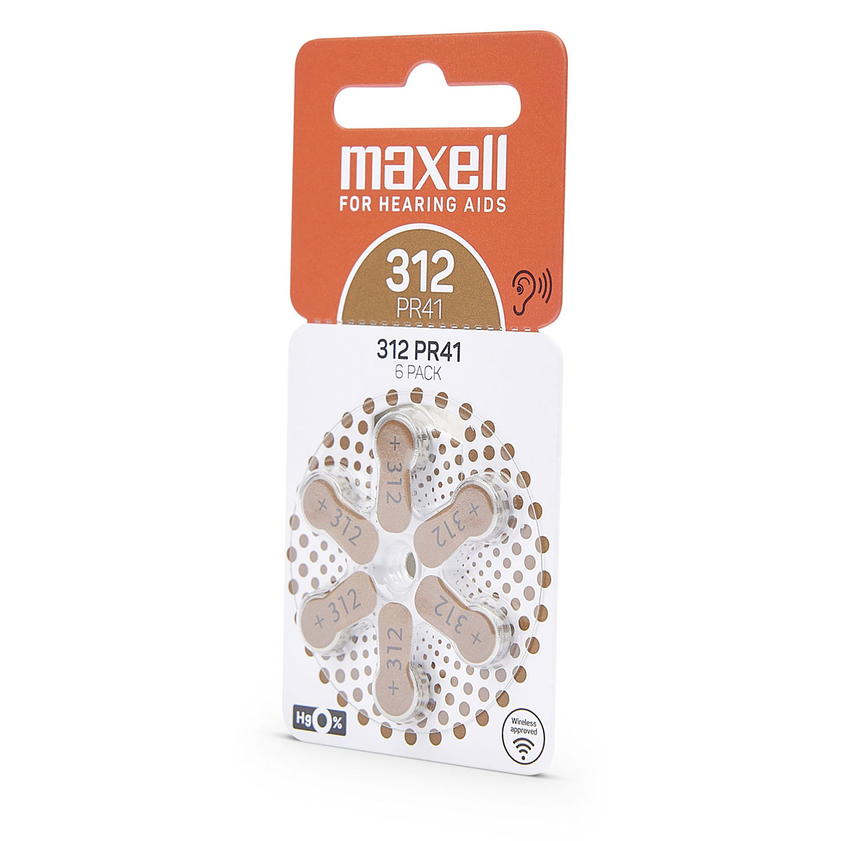 Maxell 6 Hörgerätebatterien Nr. 312, Blister