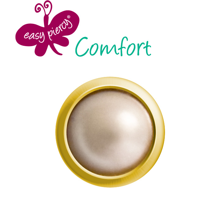 1 paar Easy Piercy Comfort oorknopjes Ø 3,95 mm, verguld, imitatie parel crème