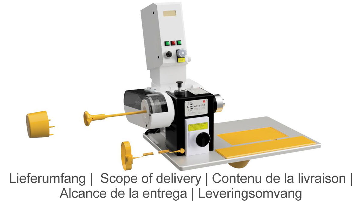 Crevoisier C501: Universal finishing machine (M8) for bench mounting (230 V), standard speed (400 - 3500)