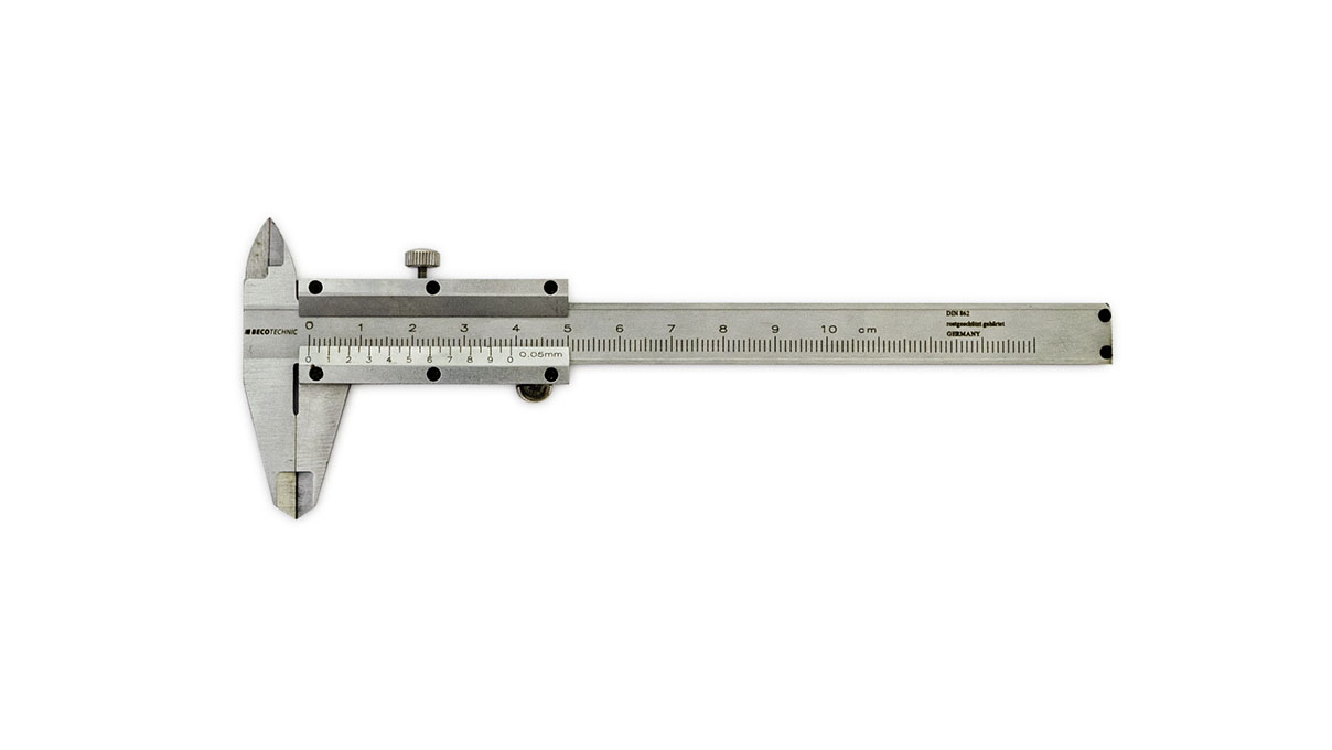 Schuifmaat met borgschroef, roestvrij staal, meetbereik 100 mm, nonius 0,05 mm