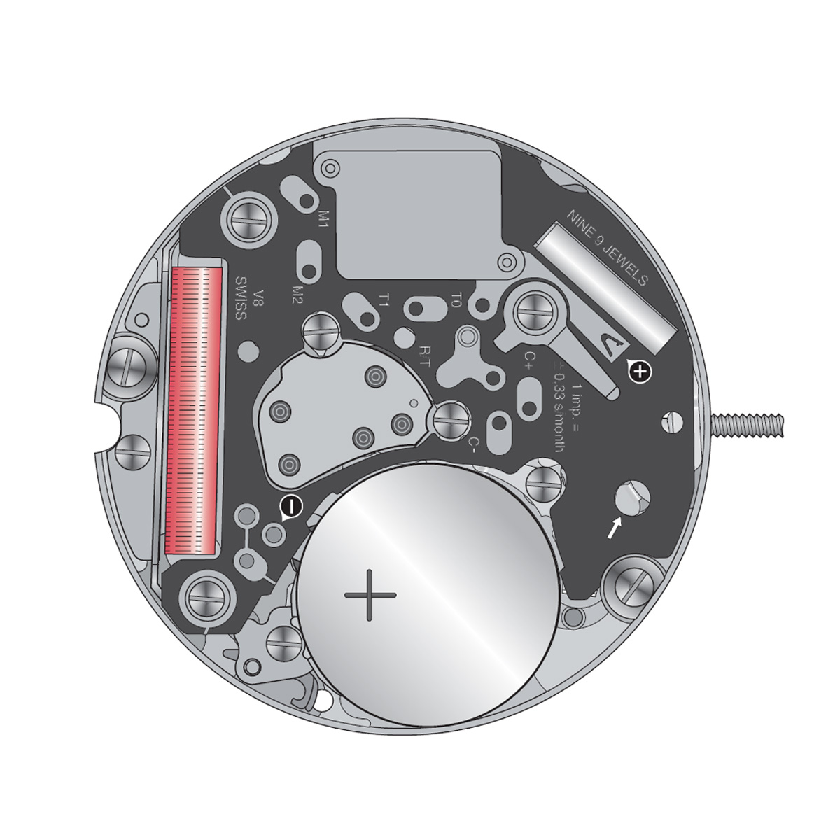 AU-Werk ETA 256.513 H1 8 1/4''' DATE3 SC Quarz (315 | SR716SW)