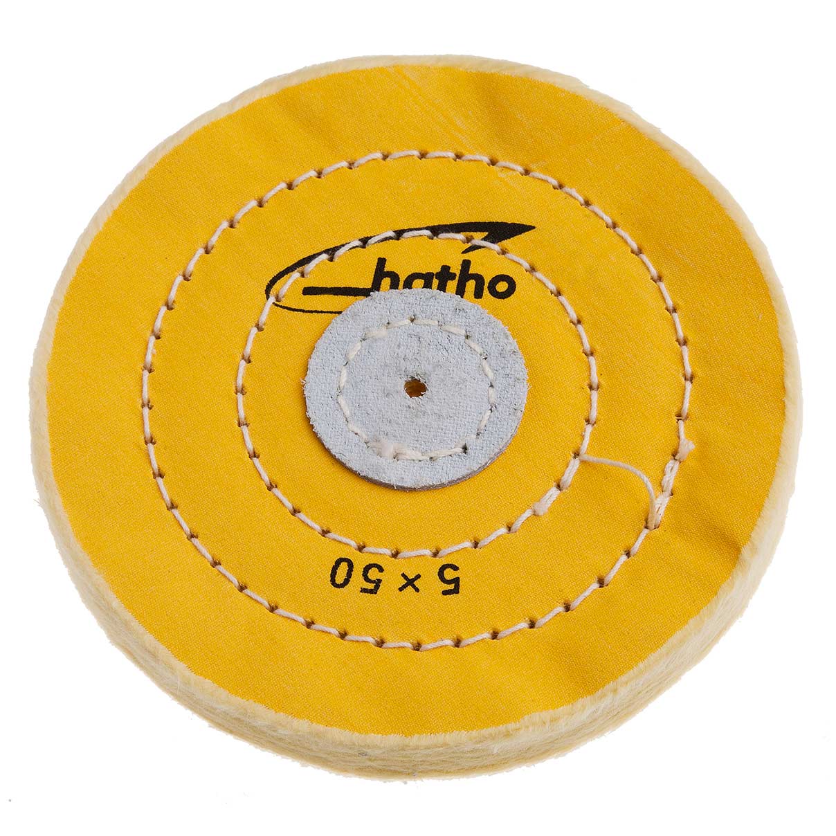 Hatho Polierschwabbel Mira, Baumwolle, gelb, Ø 125 x 15 mm, getränkt, genäht