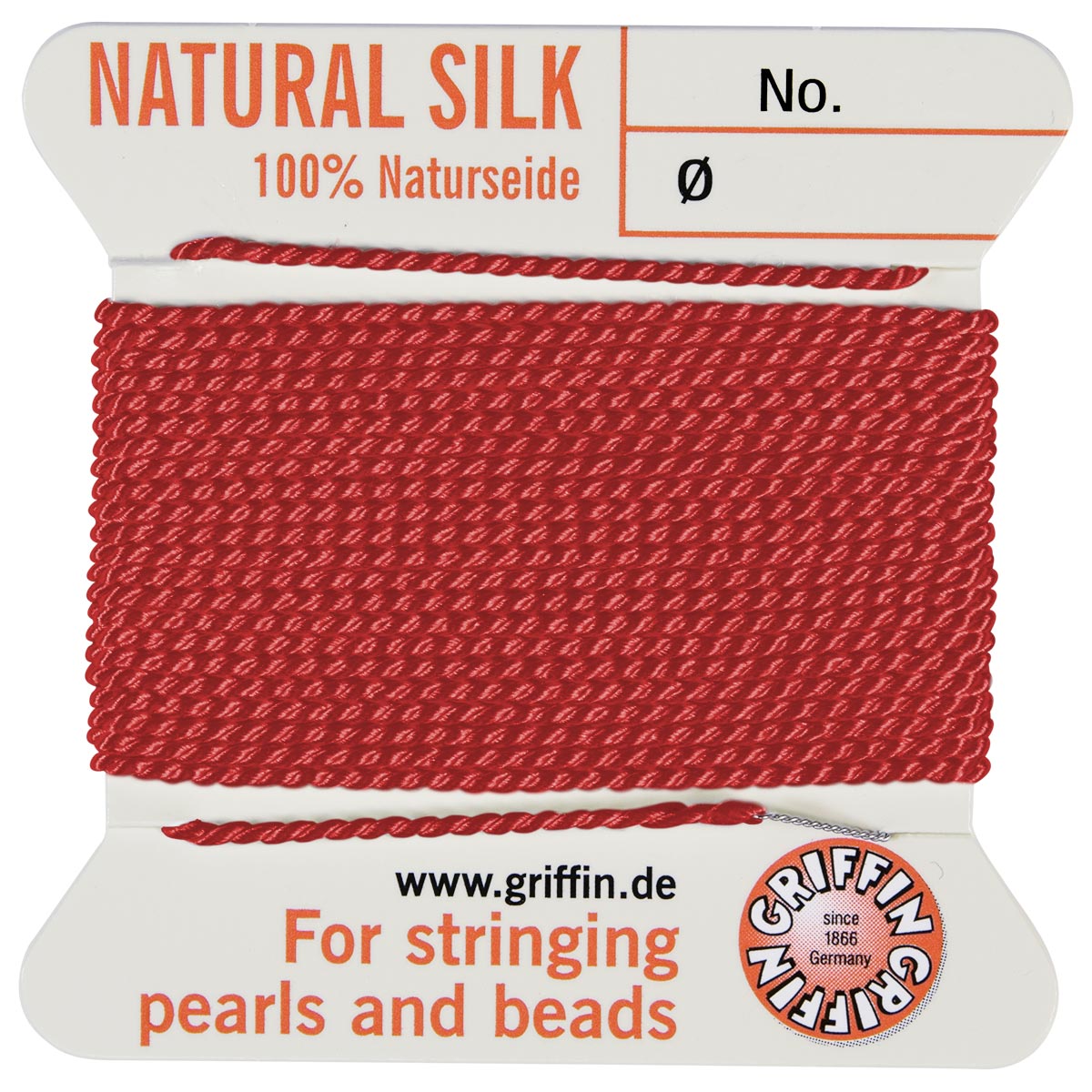 Natural silk red 1 needle 2 m size 10