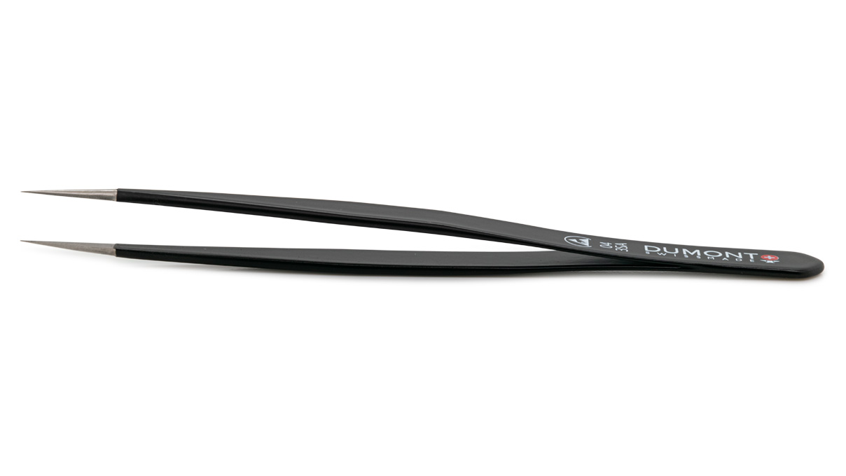 Dumont tweezers type 3, ESD coating, black, 120 mm