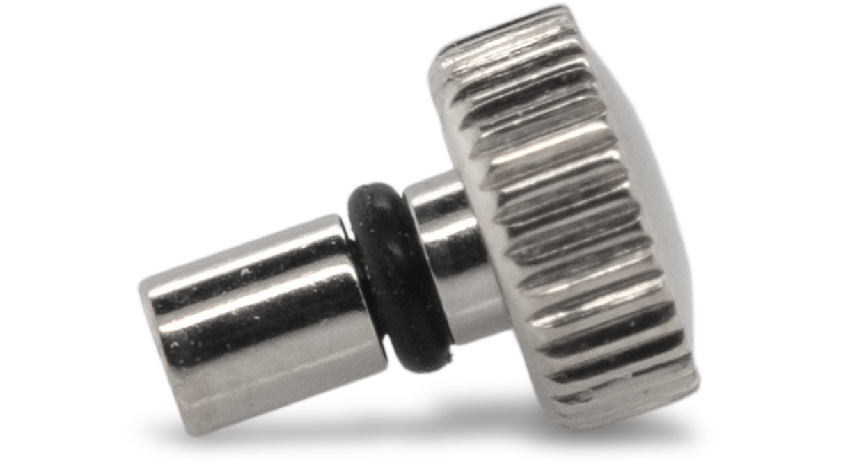 Waterproof crown, Japanese shape, Stainless steel, White, Head Ø 3 mm, Thread Ø 0,9 mm