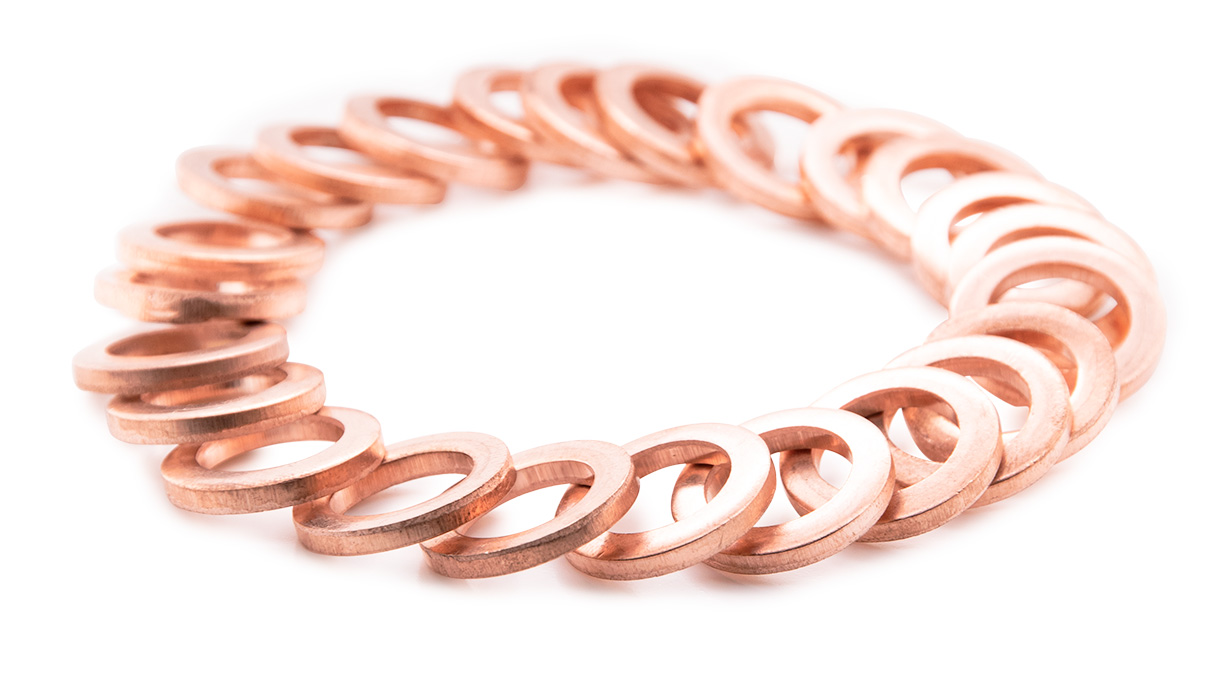 Set of 24 copper rings Ø 12 mm for reducing/enlarging