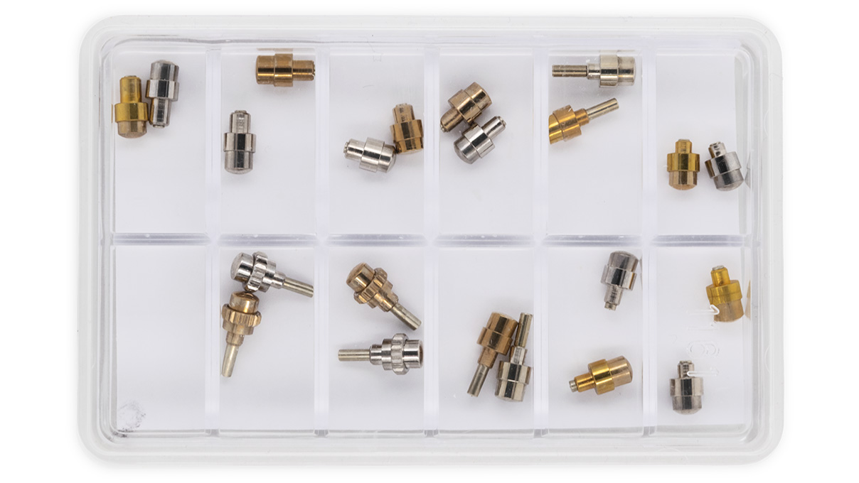 Assortment of pushes, waterproof, stainless steel, white and yellow , 22 pieces
