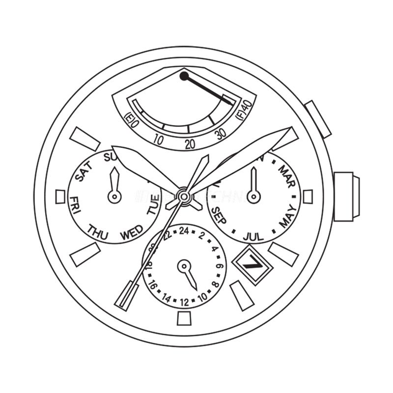 AU-Werk Miyota 9100 13 1/2''' DATE4,5 Hängend/DAY9 SC 4EYES MONTH 24H POWER MECH AUT
