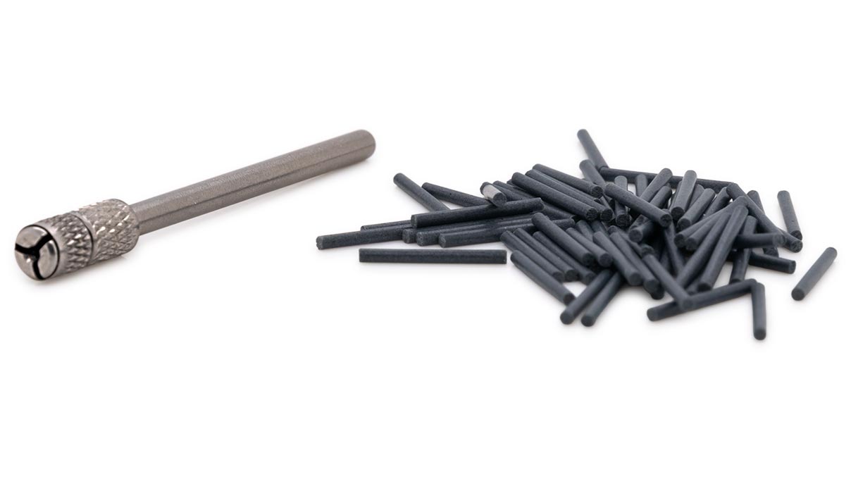 Polishing pins Eveflex Pins, gray, Ø 1 x 10 mm, medium, grit coarse, 100 pieces with holder
