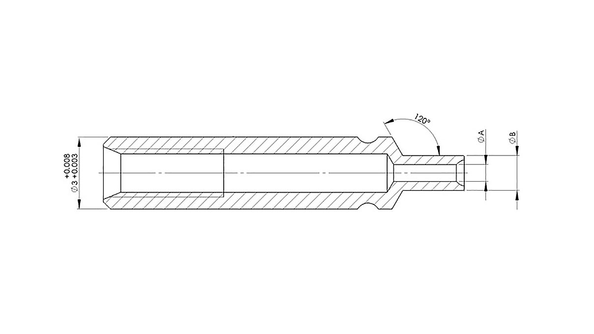 Punch, 3 mm, N° 70, Ø A 0,4, Ø B 0,65, for pointers